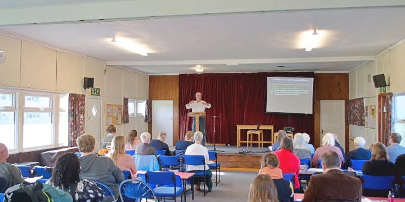 Gavin Walker addresses the congregation at Bishopdown Evangelical Church in Salisbury during a Sunday Service.